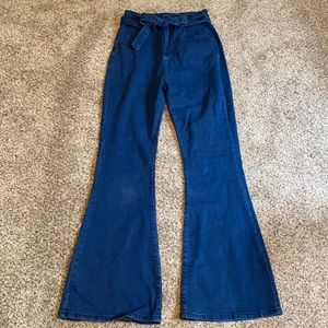 NWT SHEIN Flare Leg Tie Waist Jeans Size L